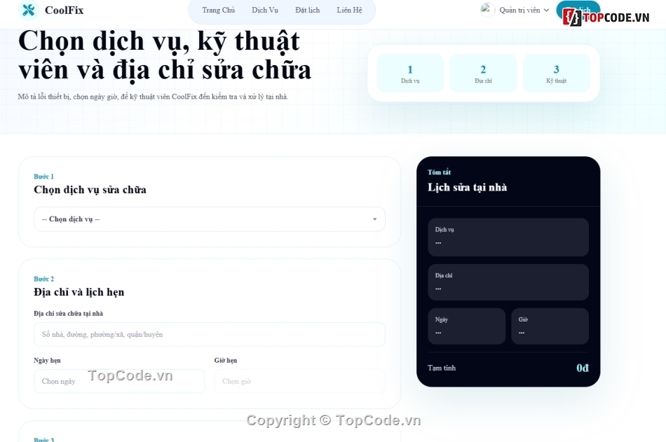 code đặt lịch,đồ án đặt lịch,đặt lịch sửa chữa